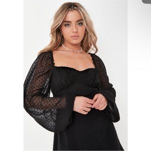 Missguided Dobby Milkmaid Balloon Sleeve Mini Dress